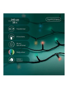 Guirnalda multifunción, uso exterior, basic, multicolor, cable negro, 240 leds, 18 m 2