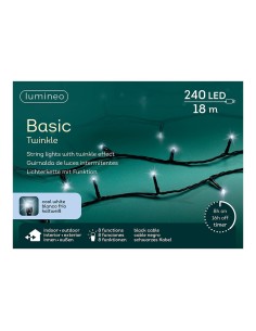 Guirnalda multifunción, uso exterior, basic, blanco frío, cable negro, 240 leds, 18 m 2