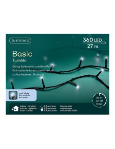 Guirnalda multifunción, uso exterior, basic, blanco frío, cable negro, 360 leds, 27 m 2