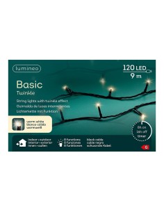 Guirnalda multifunción, uso exterior, basic, blanco cálido, cable negro, 120 leds, 9 m 2