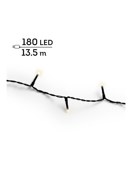 Guirnalda multifunción, uso exterior, basic, blanco cálido, cable negro, 180 leds, 13,5 m
