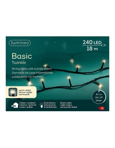 Guirnalda multifunción, uso exterior, basic, blanco cálido, cable negro, 240 leds, 18 m 2