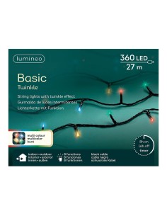 Guirnalda multifunción, uso exterior, basic, multicolor, cable negro, 360 leds, 27 m 2