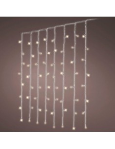 Cortina multifunción, exterior, blanco frío, cable transparente, 240 leds, 2 x 2 m