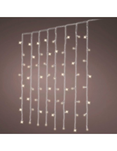 Cortina multifunción, exterior, blanco frío, cable transparente, 240 leds, 2 x 2 m