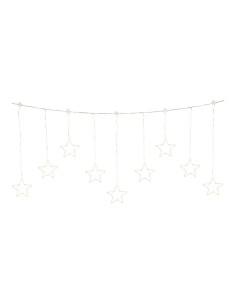 Cortina multifunción, exterior, con estrellas, blanco cálido, cable plateado, 1,2 m 2