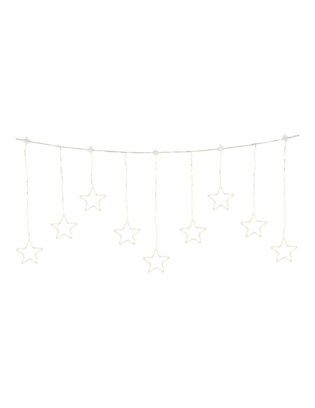 Cortina multifunción, exterior, con estrellas, blanco cálido, cable plateado, 1,2 m