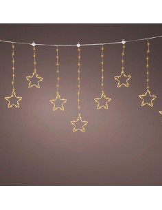 Cortina multifunción, exterior, con estrellas, blanco cálido, cable cobre, 1,2 m