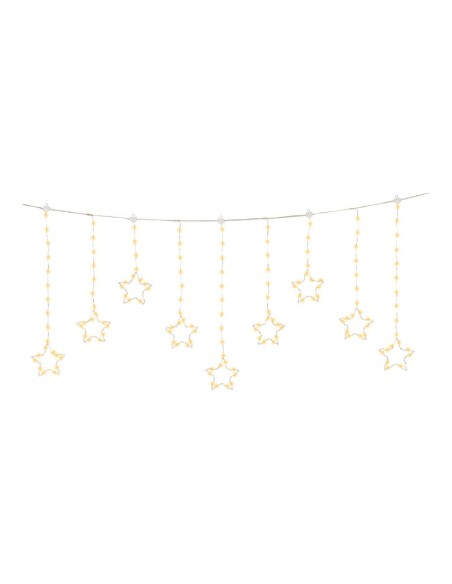 Cortina multifunción, exterior, con estrellas, blanco cálido, cable cobre, 1,2 m