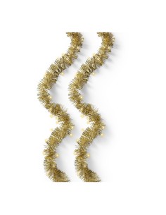 Espumillón dorado con guirnalda led intermitente, uso exterior, 8 funciones, oro suave, cable transparente, 180 leds, 9 m