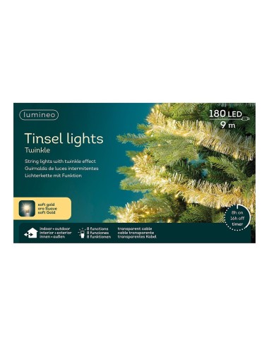 Espumillón dorado con guirnalda led...