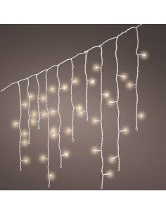 Cortina multifunción, exterior, con carámbanos, blanco cálido, cable blanco, 5 m