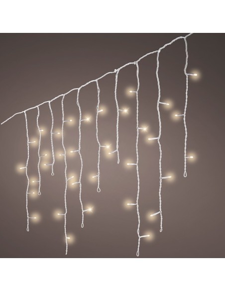 Cortina multifunción, exterior, con carámbanos, blanco cálido, cable blanco, 5 m