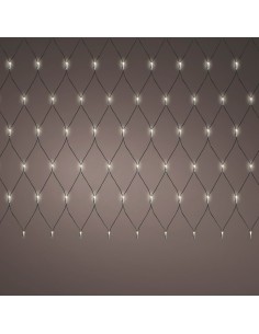Red de luces led fija exterior, blanco cálido, cable negro, 2 x 2 m
