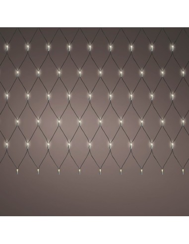 Red de luces led fija exterior, blanco cálido, cable negro, 2 x 2 m