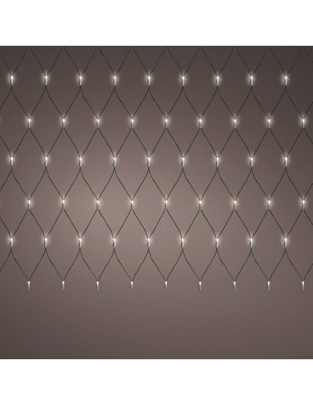 Red de luces led fija exterior, blanco cálido, cable negro, 2 x 2 m