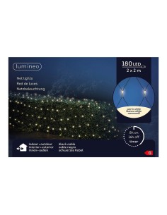 Red de luces led fija exterior, blanco cálido, cable negro, 2 x 2 m 2