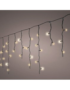 Cortina multifunción, exterior, con carámbanos, blanco cálido, cable negro, 5 m