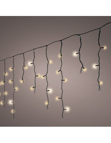 Cortina multifunción, exterior, con carámbanos, blanco cálido, cable negro, 5 m