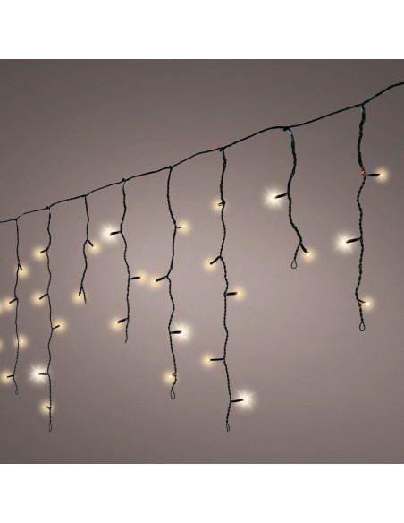 Cortina multifunción, exterior, con carámbanos, blanco cálido, cable negro, 5 m