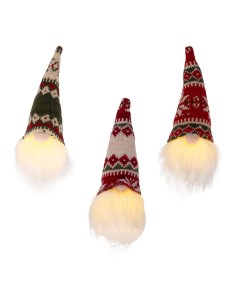 Figura decoración led gnomo de poliéster luz fija colores surtidos