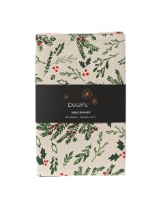 Camino de mesa algodón navidad muérdago 30 x 150 cm