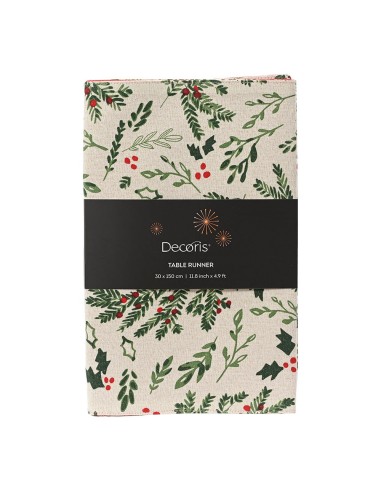 Camino de mesa algodón navidad muérdago 30 x 150 cm