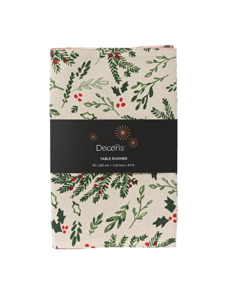 Camino de mesa algodón navidad muérdago 30 x 150 cm