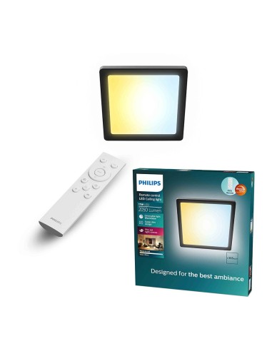 Plafón cuadrado negro valen, 17 w, 2050 im,...