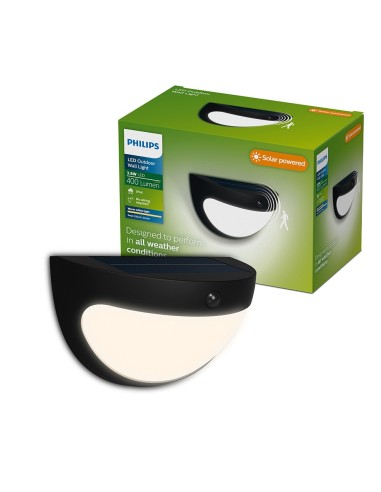 Aplique solar swyn negro 3,8 w, 400/10 im, 2700 k