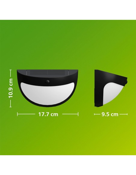 Aplique solar swyn negro 3,8 w, 400/10 im, 2700 k