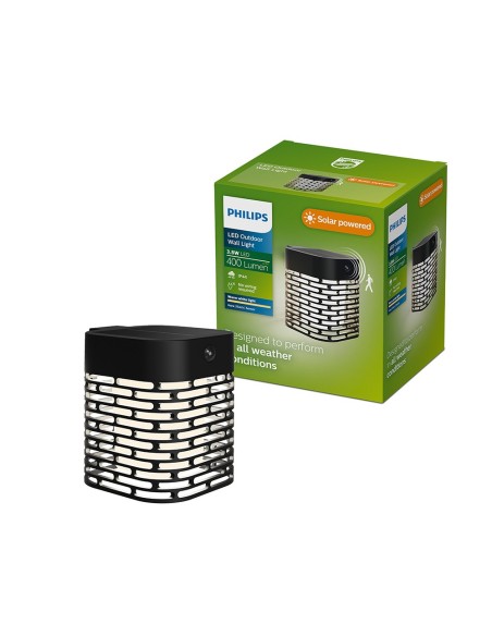 Aplique solar led hara negro 3,8 w, 400/10 lm, 2700 k