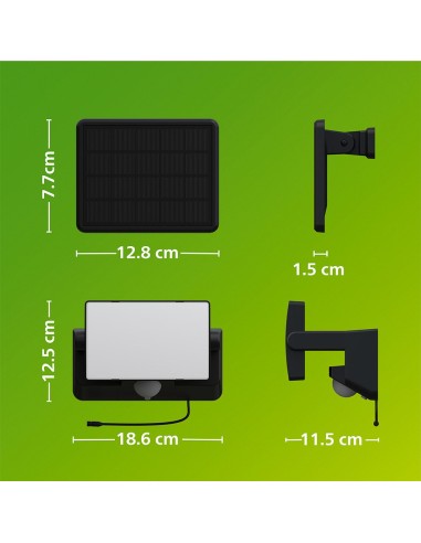 Luz de seguridad solar fyns negra 8,2 w,...