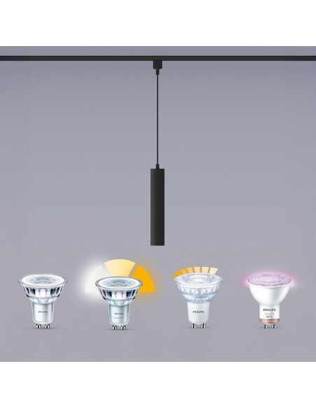 Lámpara de techo suspendida easylink, paxie gu10, negra, ø60 x 1550 mm