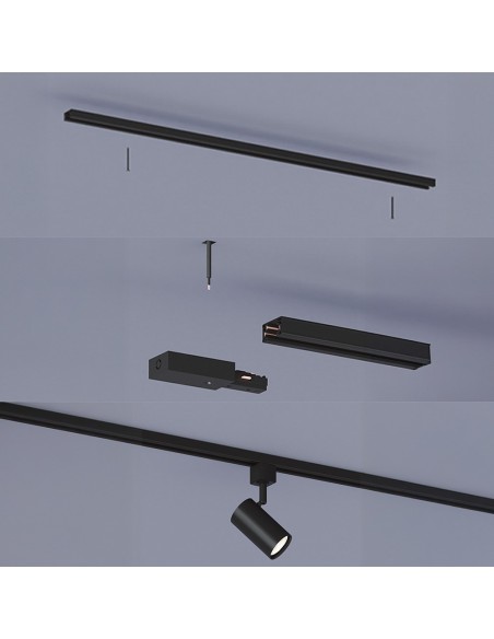 Riel de extensión easylink 2 uds x 1 m con alimentación, negro