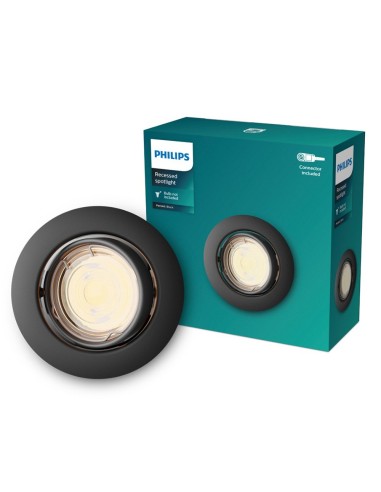 Aro empotrable redondo de metal, modelo peridot, basculante, gu10, negro, ø9 cm