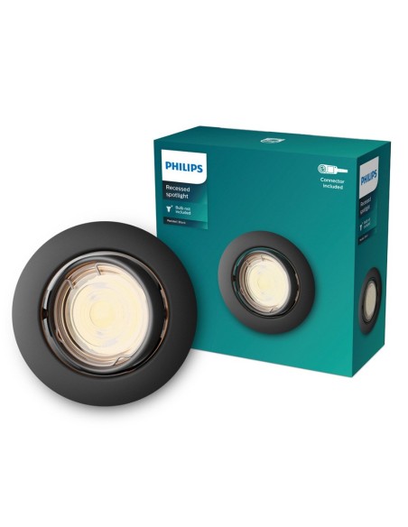 Aro empotrable redondo de metal, modelo peridot, basculante, gu10, negro, ø9 cm