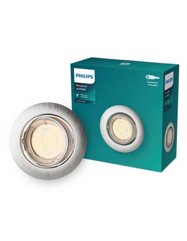 Aro empotrable redondo de metal, modelo peridot, basculante, gu10, níquel, ø9 cm