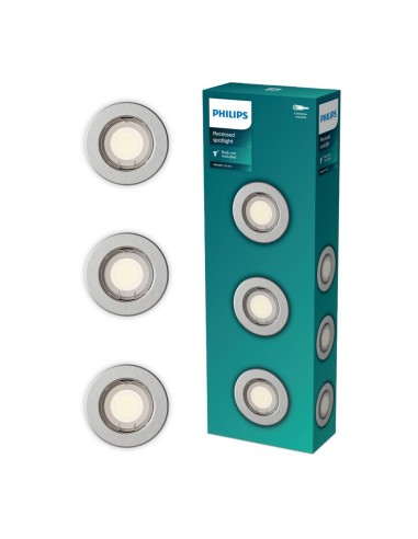 Aro empotrable redondo de metal, modelo peridot, fijo, gu10, níquel, ø8,3 cm, 3 uds