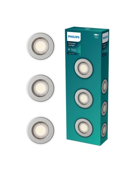 Aro empotrable redondo de metal, modelo peridot, fijo, gu10, níquel, ø8,3 cm, 3 uds