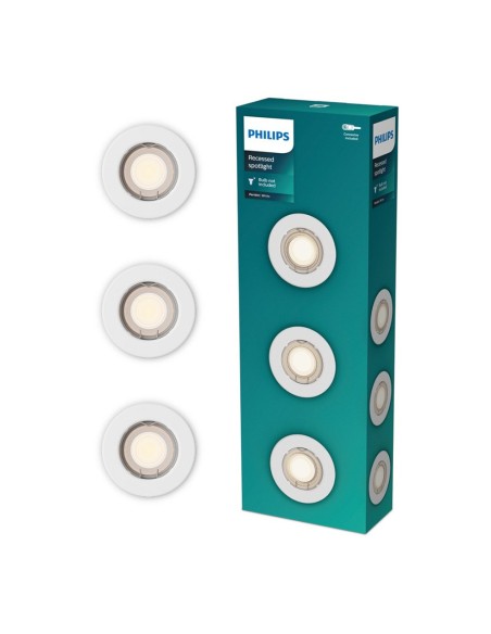 Aro empotrable redondo de metal, modelo peridot, fijo, gu10, blanco, ø8,3 cm, 3 uds