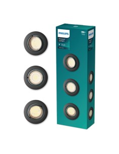 Aro empotrable redondo de metal, modelo peridot, basculante, gu10, negro, ø9 cm, 3 uds