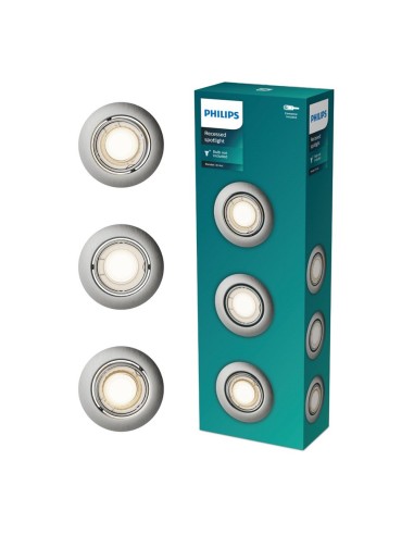 Aro empotrable redondo de metal, modelo peridot, basculante, gu10, níquel, ø9 cm, 3 uds