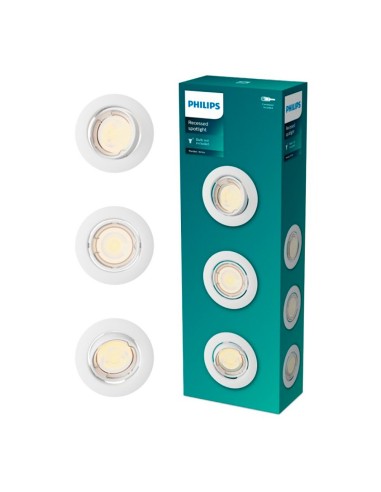 Aro empotrable redondo de metal, modelo peridot, basculante, gu10, blanco, ø9 cm, 3 uds