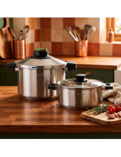 Olla a presión prêst dúo 4 + 6 l, acero inoxidable 18/10, 2 piezas 2