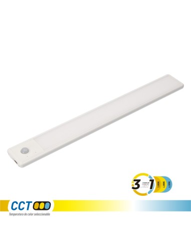 Regleta led regulable y recargable con sensor, magnética, 2,5 w, 3cct, 2200 mah, 14 x 40 x 606 mm