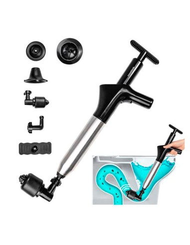 Desatascador de aire comprimido de alta presión con 7 accesorios