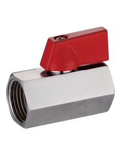 Válvula esfera mini h-h ½ pulg con palanca roja