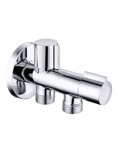 Válvula de escuadra doble ½ x ½ x ½ pulg, 114 x 67 mm