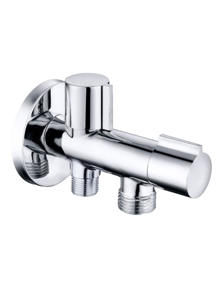 Válvula de escuadra doble ½ x ½ x 3/8 pulg, 114 x 67 mm